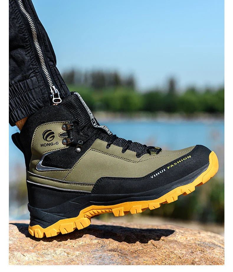 Men's Safety Shoes Steel Toe Anti Smash Safety Boots Puncture Proof Construction Wear-Resistant Work Boots