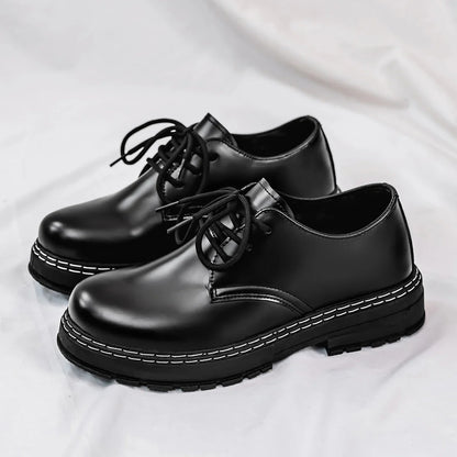 2025 new men's formal leather shoes, black shiny leather