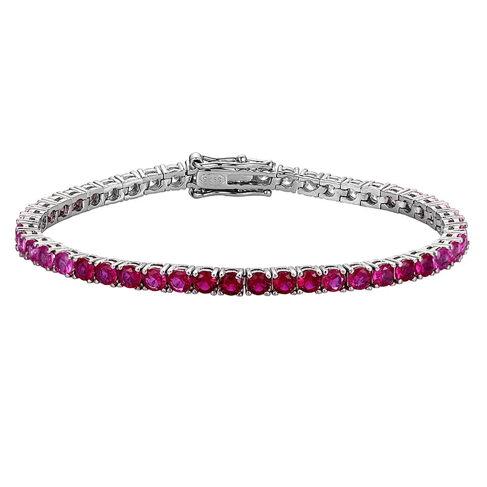 Gradient Red Color Tennis Bracelets S925 Sterling Silver High Carbon Diamond Bracelets for Women 2024 Original Fine Jewelry