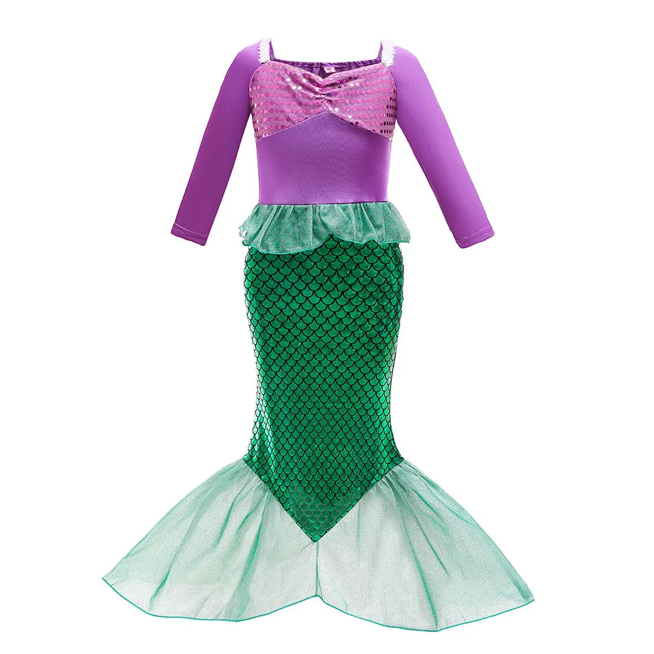 Little Girl Rapunzel Costume Party Fancy Princess Dress Christmas Cosplay Belle Sleeping Beauty Cinderella Carnival Disguise