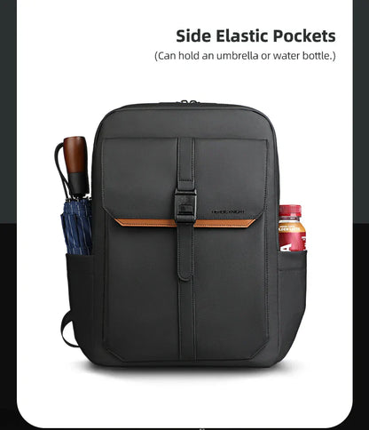 Stylish Business Backpack for Men Waterproof 15.6 inch Flap Laptop Backpack Multiple Pockets Casual Daypack for Work School