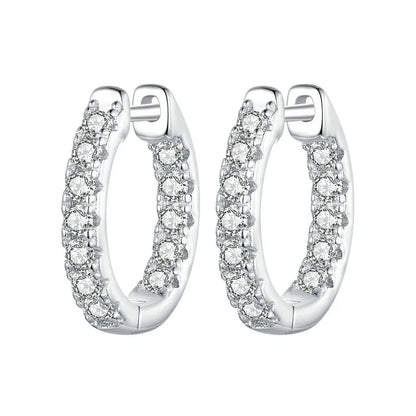 Gold Moissanite Hoop Earrings for Women, 925 Sterling Silver D Color Round Cut Lab Diamond Hypoallergenic Earrings