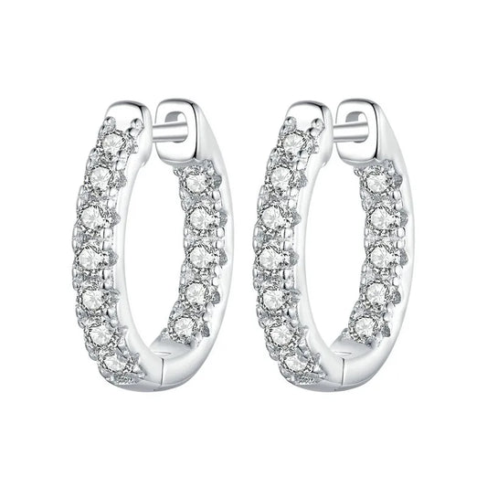 Moissanite 925 Sterling Silver Hoop Earrings D Color Round Cut Lab Diamond Earrings with Certification