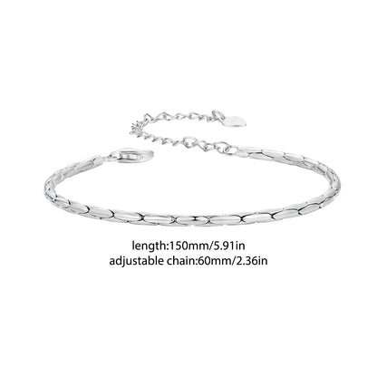 White Gold Plated Bracelet for Women, 925 Sterling Silver Snake Chain Bracelet Dainty Fashion Basic Bracelet BSB173