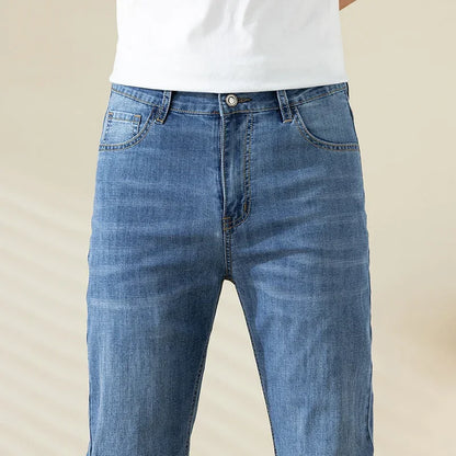 Summer Thin Mens Clothing Cowboys Slim Straight Jeans Men Denim Pants Casual Regular Fitness Men's Trousers Light Blue 2026 Y2K