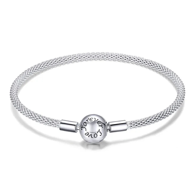 925 Sterling Silver Classic Basic Bracelet Rose Buckle Chain for Women Charm Bead DIY Fine Jewelry 17CM 19CM 21CM
