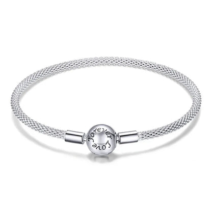 925 Sterling Silver Classic Basic Bracelet Rose Buckle Chain for Women Charm Bead DIY Fine Jewelry 17CM 19CM 21CM