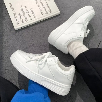 All Season Student Casual White Shoes Children Solid Color Sneaker Kids Soft Soled Versatile Casual Board Shoes Front Lacing
