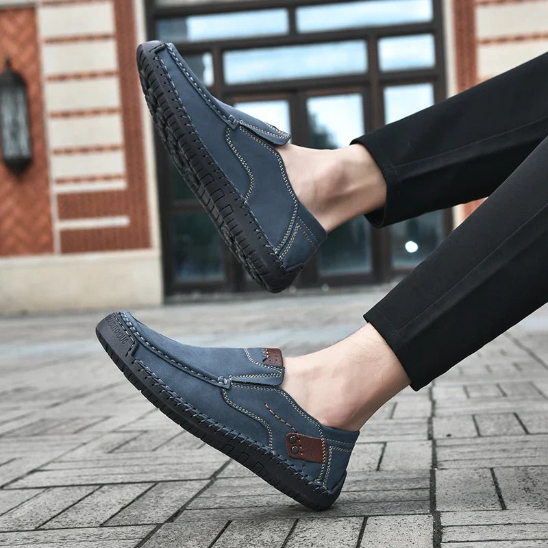 Handmade Leather Men Shoes Casual Comfortable Slip On Loafers Men Leather Shoes Flats Moccasins Walking Shoes