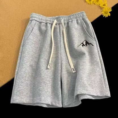 M-8XL Oversized Shorts Men's Casual Shorts Chinese Style Minimalist Mountain Range Print Shorts  Couple Basketball Short Pants