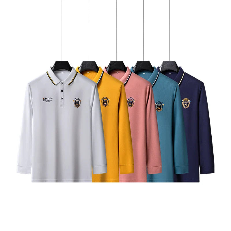 Designer Quality Men's Polo Shirt Lapel Long Sleeve T-Shirt Autumn New Badge Horse Embroid Fashion Business Casual Menswear Top