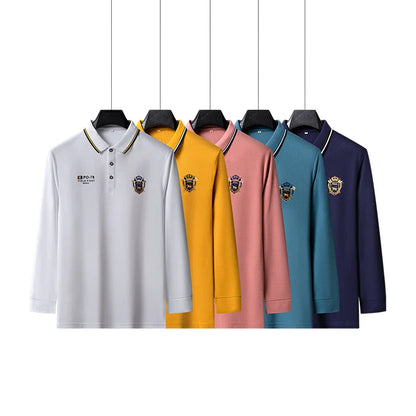 Designer Quality Men's Polo Shirt Lapel Long Sleeve T-Shirt Autumn New Badge Horse Embroid Fashion Business Casual Menswear Top