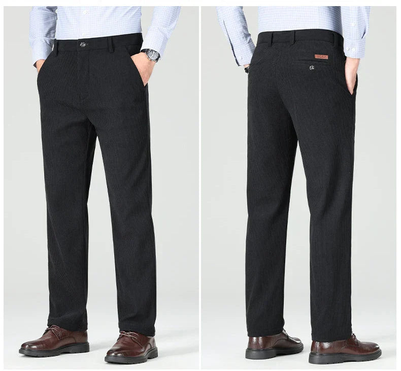 Men's Corduroy Pants Classic Casual Pants Straight Leg Regular Fit Streetwear Commuting with 5 Pockets