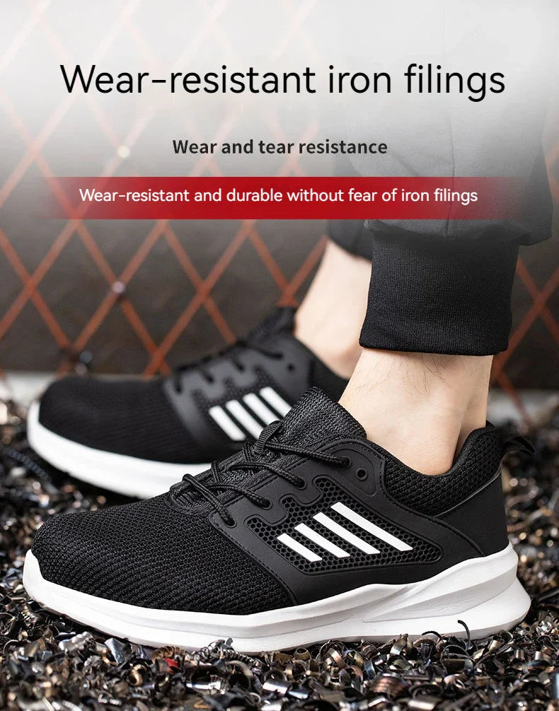 Men Safety Shoes Anti-smash Anti-puncture Work Shoes Lightweight Safety Boots Fashion Comfortable Soft Low Top Protective Shoes