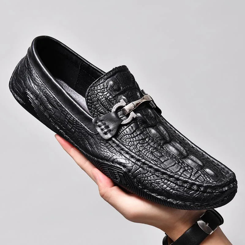 Blue Slip On Loafers Genuine Leather Casual Shoes Men Luxury Brand Designer Men's Moccasins Mocassin Homme Sales Discount