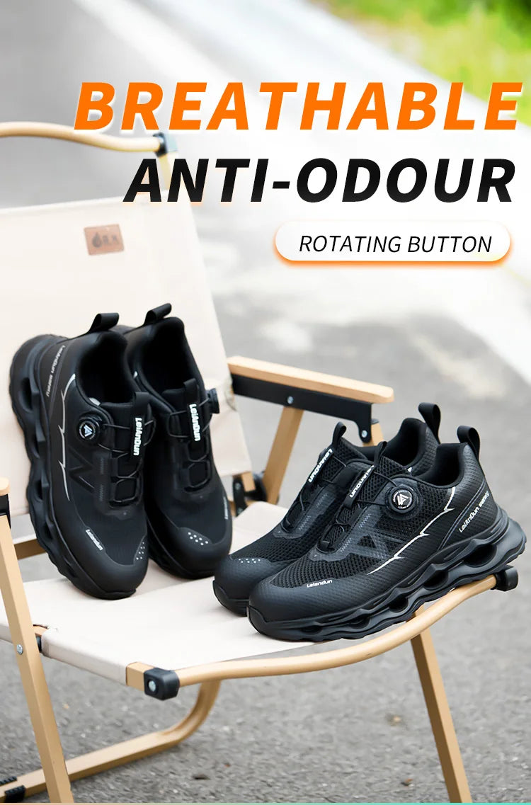 Rotary Button Design for Professional Use Men's Safety Work Shoes Anti-Impact Anti-Piercing Fashionable Sports Style