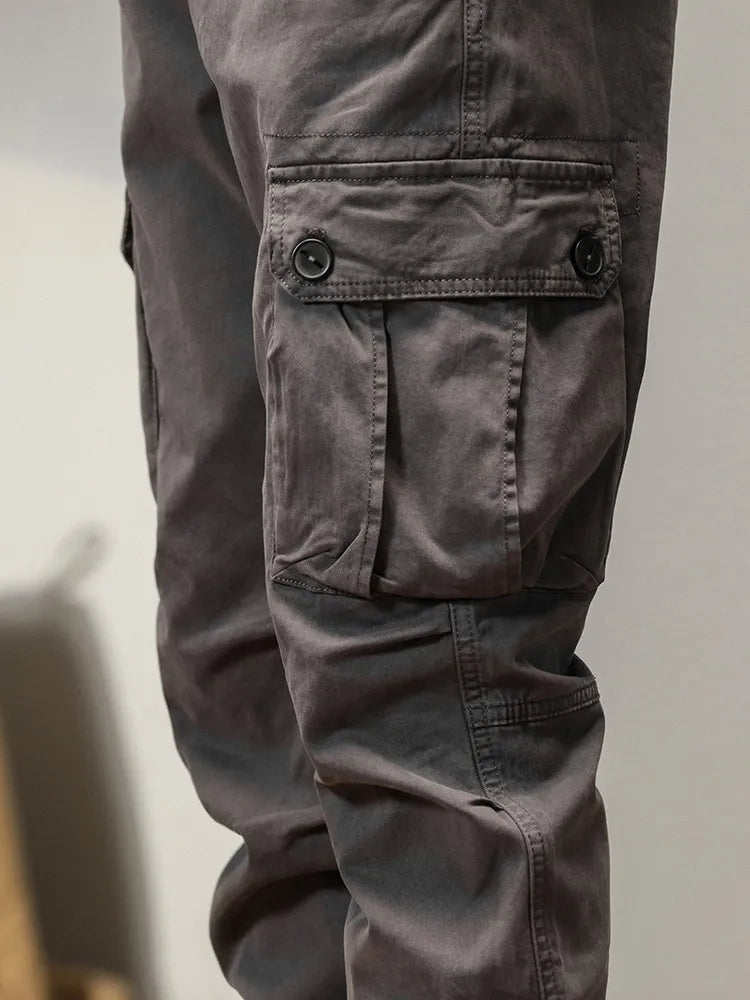 2025 New Multi-Pockets Spring Summer Cargo Pants Men Streetwear Zipper Leg Skinny Work Joggers Cotton Casual Tactical Trousers