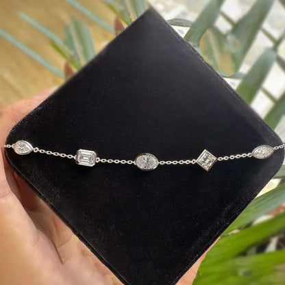 Multi Shape Moissanite Bracelets for Women S925 Silver  Certified Pear/Oval/Marquise/Princess Cut Diamond Wrist Chain
