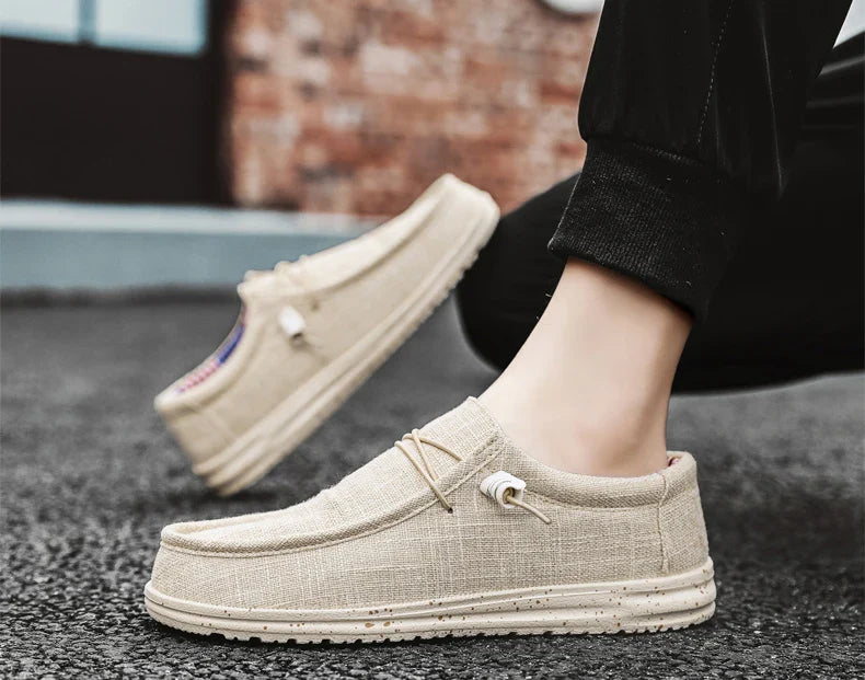 Men Casual Canvas Shoes Mens Loafers Breathable Slip on Flats Male Vulcanized Shoes Driving Shoes Plus Size 47 Walking Sneakers