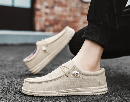 Men Casual Canvas Shoes Mens Loafers Breathable Slip on Flats Male Vulcanized Shoes Driving Shoes Plus Size 47 Walking Sneakers