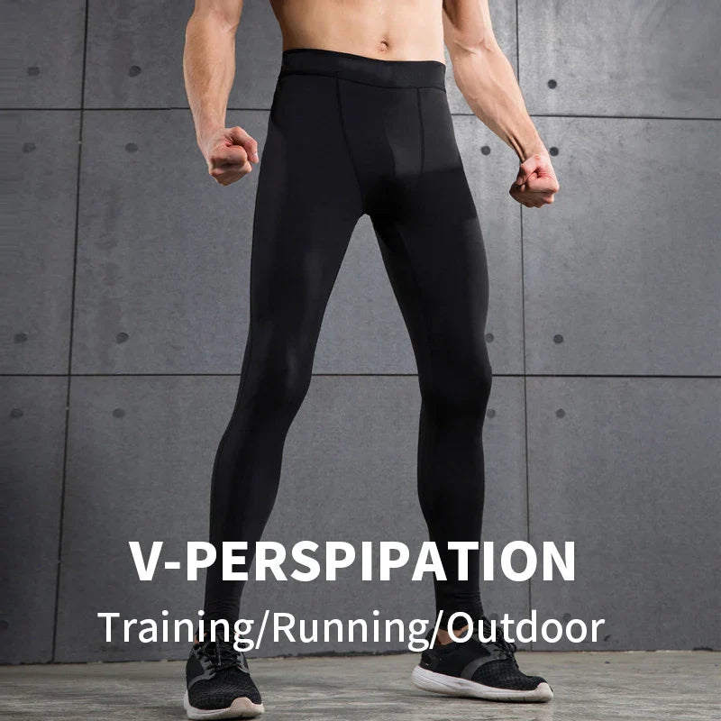 Mens Gym Compression Leggings Sport Training Pants Dry Fit Running Tights Fitness Basketball Jogging Workout Trousers Polyester