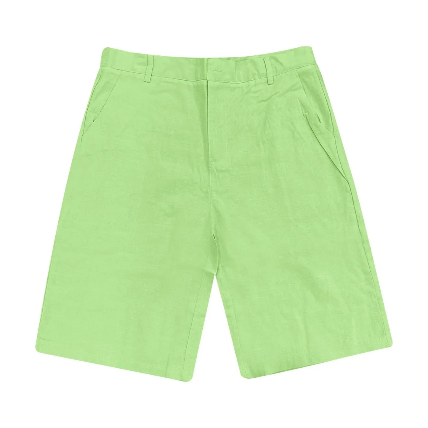 2025 Summer Cotton Linen Shorts for Men Solid Casual Button Pocket Beach Shorts Men's Comfortable Simple Vacation Leiture Pants