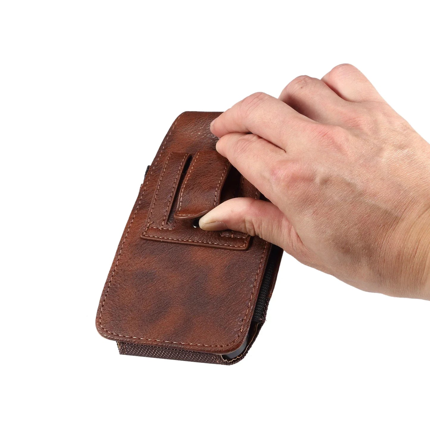 Universal Leather Men Waist Bag Mobile Phone Belt Clip Case For iPhone Samsung Galaxy Xiaomi Redmi Poco Oppo 7 Pro Holster Pouch