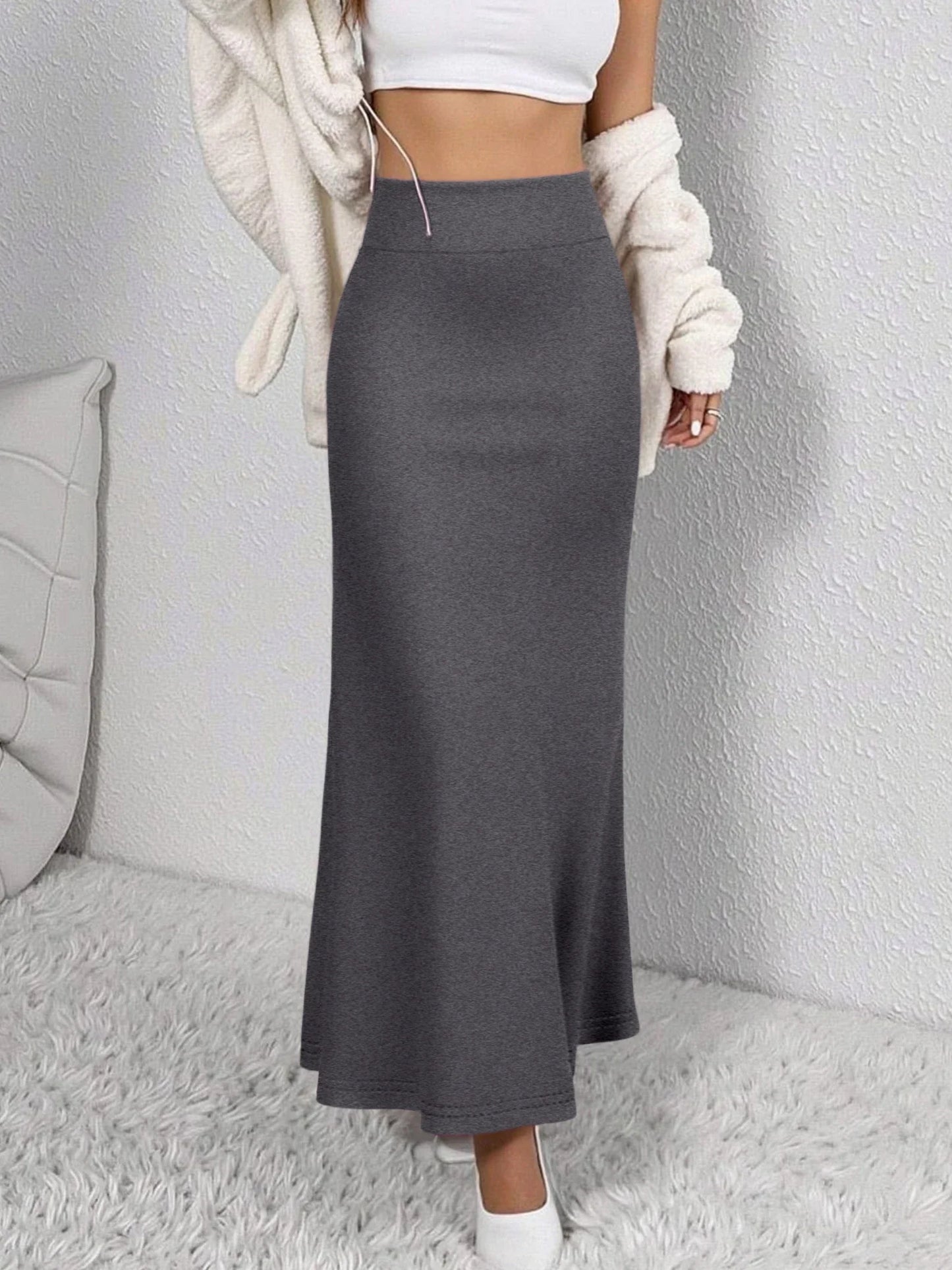 Women Midi Skirt High Waist A line Flowy Hem Breathable Material Perfect for Fashion Shoots Casual Streetwear Daily Errands