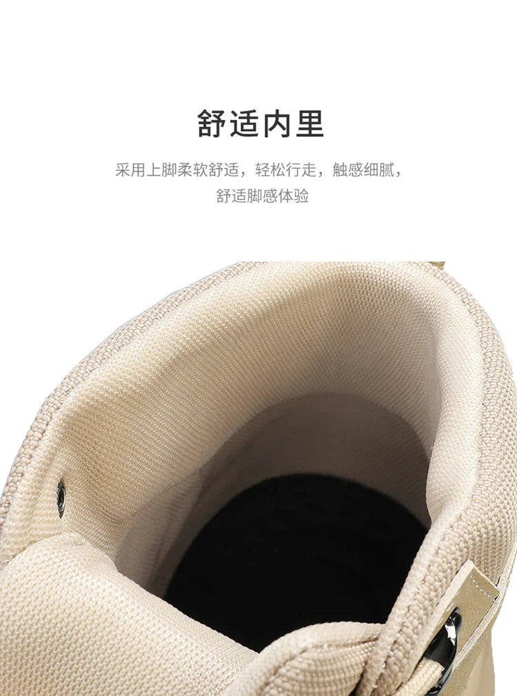 Men's winter high top shoes mid top waterproof and anti slip hiking shoes ultra light work boots tactical boots desert boots