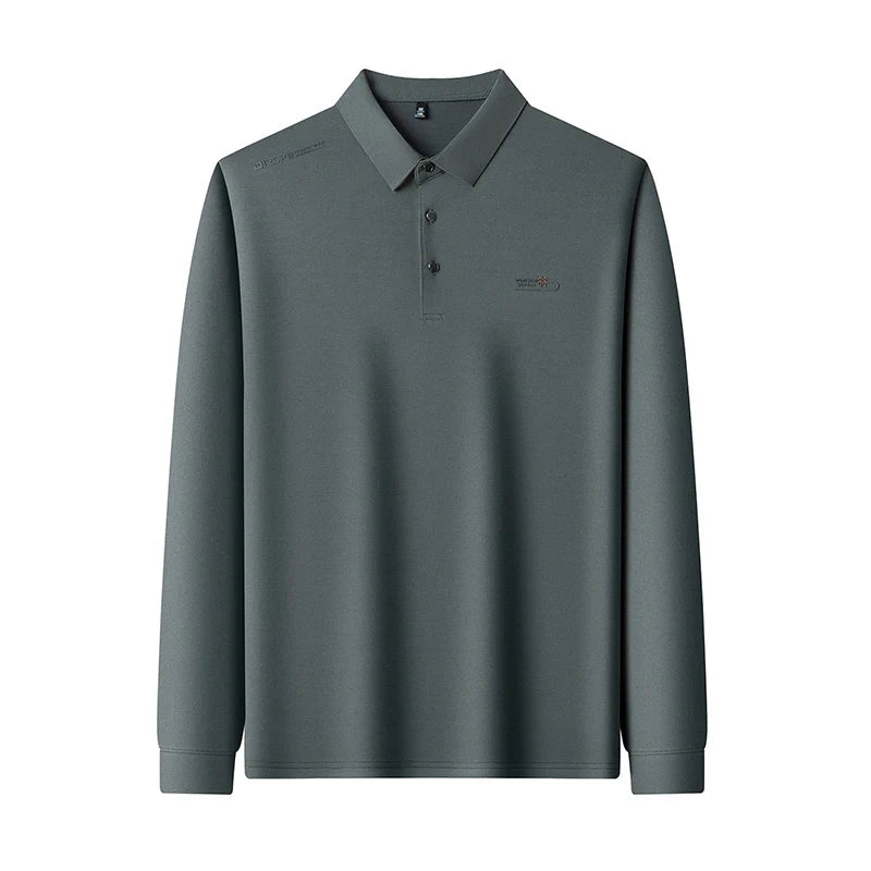 Original Design Men's Polo Shirt Lapel Long Sleeve T-Shirt Autumn New Letter Print Wrinkle-Free Fashion Business Casual Menswear