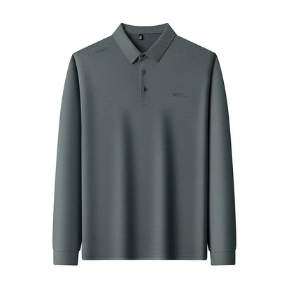 Original Design Men's Polo Shirt Lapel Long Sleeve T-Shirt Autumn New Letter Print Wrinkle-Free Fashion Business Casual Menswear