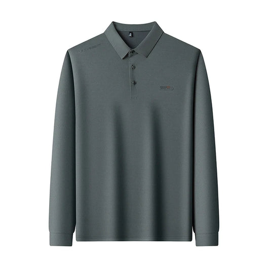 Original Design Men's Polo Shirt Lapel Long Sleeve T-Shirt Autumn New Letter Print Wrinkle-Free Fashion Business Casual Menswear