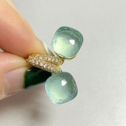 Classic Candy Color Earrings Inlay Transparent Zircon 27Colors Crystal Earrings Rose Gold Plated Fashion Jewelry For Women