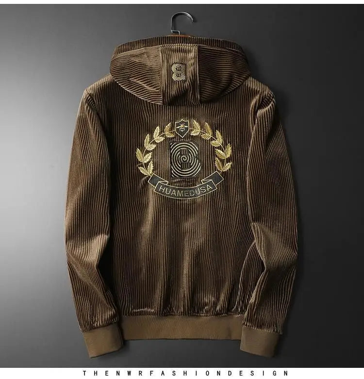 Hoodies For Men Autumn and Winter high quality Gold Velvet Thickened suit plus size Sports suit Two-piece Set pant sets