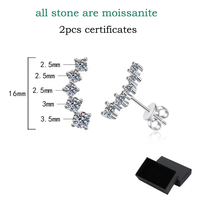 1.16cttw Gradient Gem Full Moissanite Stud Earrings for Women Sparkling Party Jewelry Earrings 925 Sterling Silver 100%