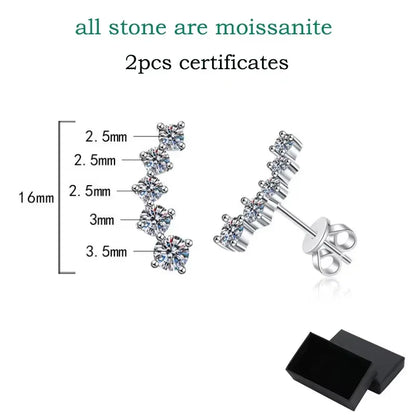 1.16cttw Gradient Gem Full Moissanite Stud Earrings for Women Sparkling Party Jewelry Earrings 925 Sterling Silver 100%