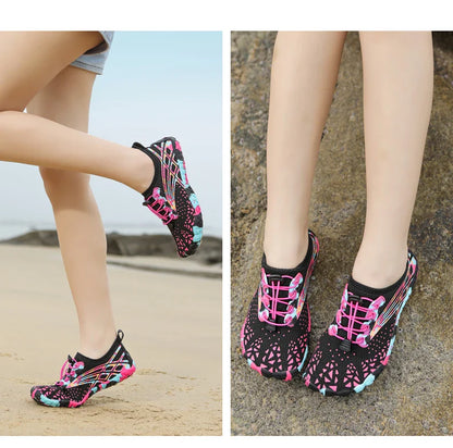 Qiuck Drying Aqua Shoes Women's Water Shoes Swimming Barefoot Five Fingers Aqua Shoes Colorful Beach Seaside Light Sneakers