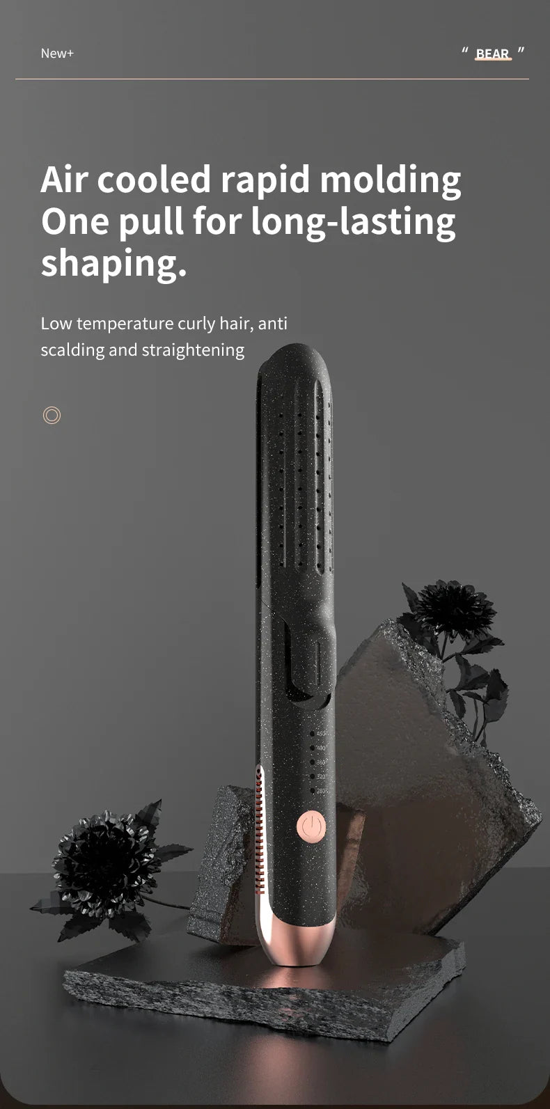 Professional 2-in-1 Hair Styler Curling Wand Straightener Negative lon Ceramic Plates Adjustable Temperature Salon Home