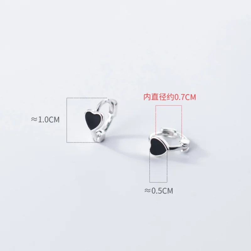 925 Sterling Silver INS Minimalism Sweet Love Heart CZ Zircon Hoop Earrings For Women Girl Small Ear Buckle Jewelry Gift