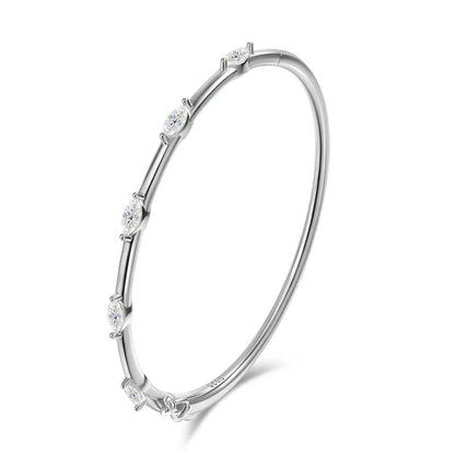 Moissanite Bangle 5-stone 3x6mm Marquise Cut 925 Sterling Silver Plated 18k White Gold GRA Certified Bracelet for Women