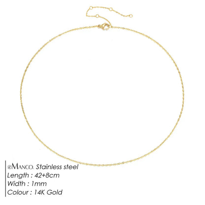 Fine Chain Necklace Stainless Steel Gold Color Pendants Short Long Statement Women  Colar Gift Stainless Steel Jewelry