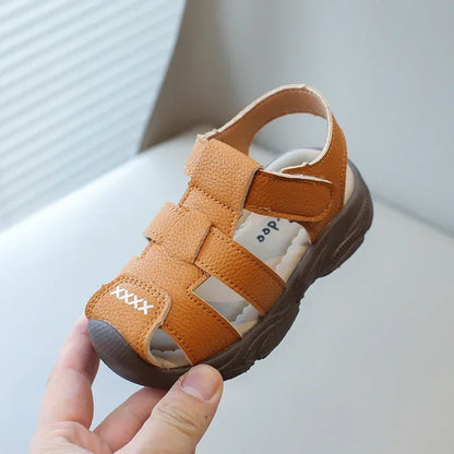 Baby Boys Summer Sandals Kids Beach Shoes Classic Fashion Hollow Toe-capped Anti-kick Toddlers Kindergarten Sandals Breathable