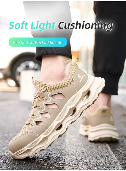 Men's Summer Breathable Safety Shoes Anti-smash Puncture-Proof Work Sneakers Fashion Footwear Comfortable Work Boots