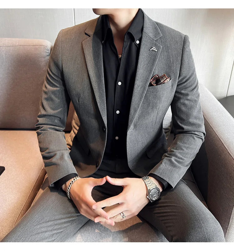 Terno Masculino Casual de Escritório Noivo Casamento Blazer Calça Social