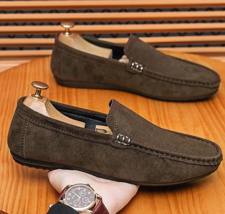 Novos Sapatos Masculinos de Primavera e Outono Estilo Social, Camurça, Sapatilhas Loafer, Couro Fosco Casual para Jovens