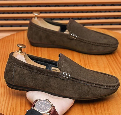 Novos Sapatos Masculinos de Primavera e Outono Estilo Social, Camurça, Sapatilhas Loafer, Couro Fosco Casual para Jovens