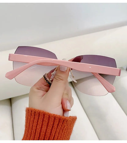 Women's Irregular Frameless Sunglasses; Daily Korean Fashion Multi-sided Polygon Driving Sun Glasses For Sun Protection 9225