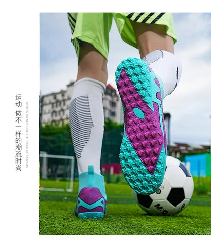 Fashion Pink Soccer Shoes Men's  Professional Lightweight Sock Football Boots Outdoor Non-slip Original Football Cleats Sneakers