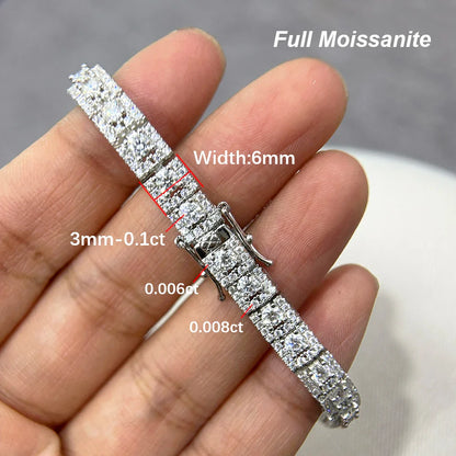 Luxury Full Moissanite Bracelet S925 Silver Sparkling Diamond for Women Engagement Wedding Fine Jewelry Gift GRA Certified