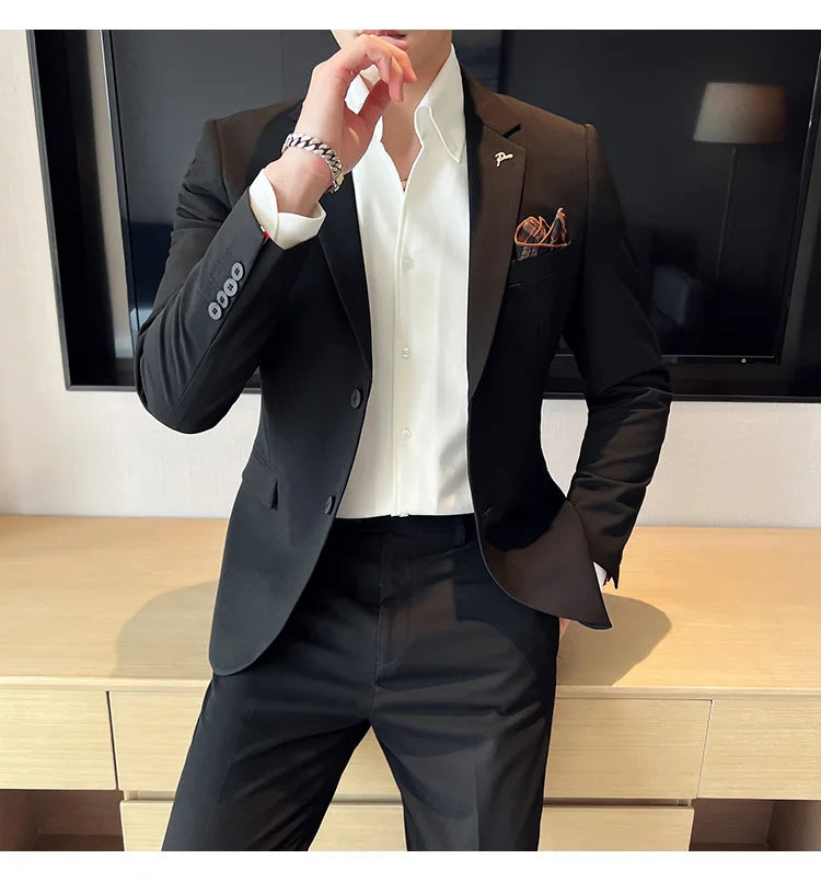 Terno Masculino Casual de Escritório Noivo Casamento Blazer Calça Social